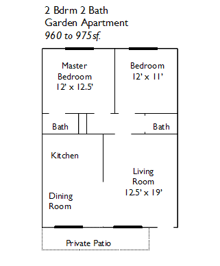 floor plan illustration - 2 bed 2 bath Garden
