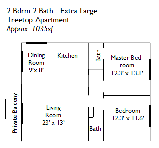 floor plan illustration - 2 bed 2 bath XL